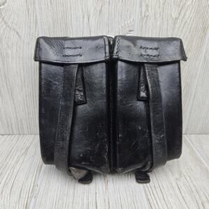 Vintage German BGS Leather Ammunition Pouch Max Stelzer Berlin 66 Black Military